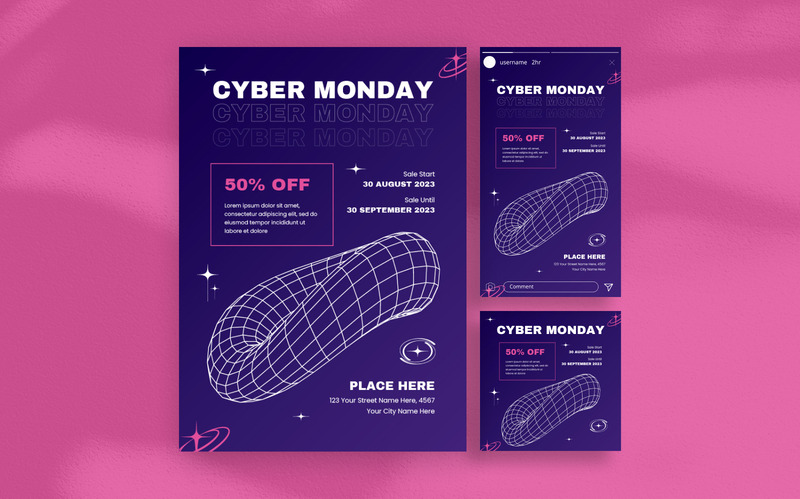 Modèle de flyer Cyber Monday moderne de la marine de l'an 2000 - Caractéristiques de l’image 1