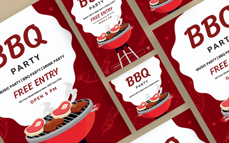 Modèle de flyer de fête barbecue illustratif - Caractéristiques de l’image 2