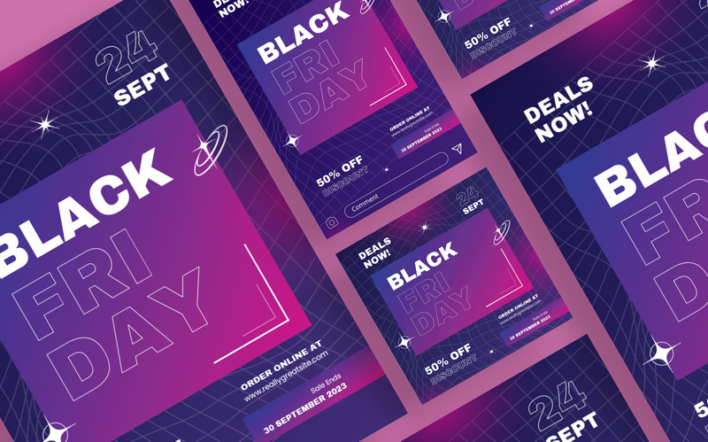 Modèle de flyer du vendredi noir bleu violet Y2K - Caractéristiques de l’image 2