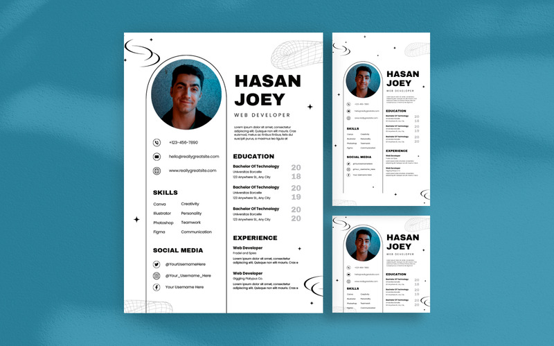 Web Developer Resume CV Set Template - Features Image 1