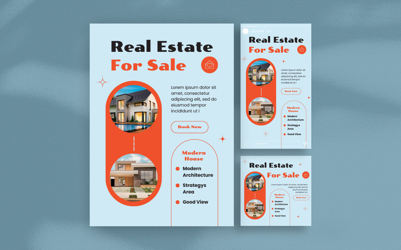 Modèle de Flyer immobilier minimaliste à vendre - Caractéristiques de l’image 1