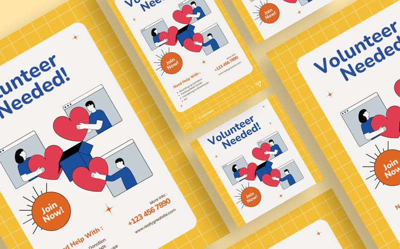 Yellow White Modern Volunteer Needed Flyer Template - Features Image 2
