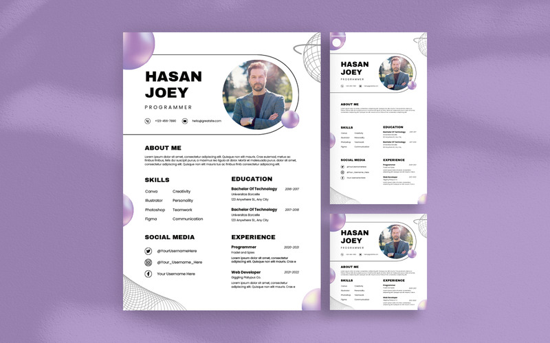 Programmer Resume CV Set Template #371639 - TemplateMonster