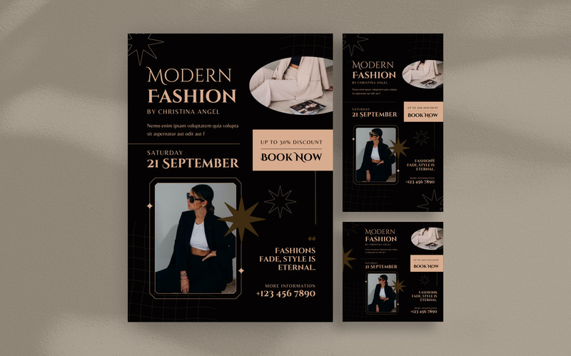 Black Modern Fashion Discount Flyer Template - Features Image 1