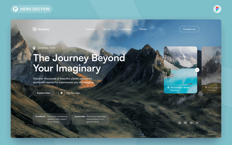 Ventures Modern Travel Agency Hero Section