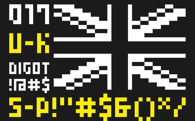 DIGOT - Carattere tipografico di visualizzazione in stile pixel, basato su griglia, geometrico. - Caratteristiche Immagine 7