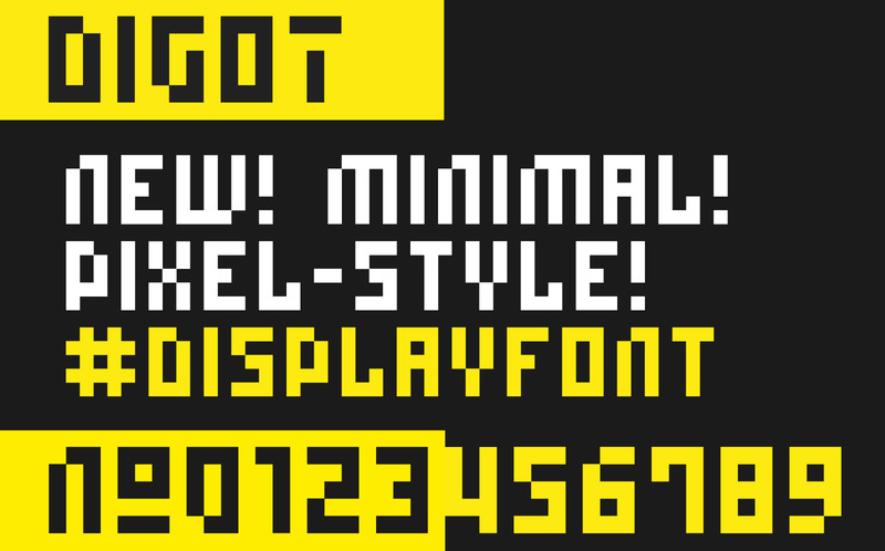 DIGOT - Carattere tipografico di visualizzazione in stile pixel, basato su griglia, geometrico. - Caratteristiche Immagine 2