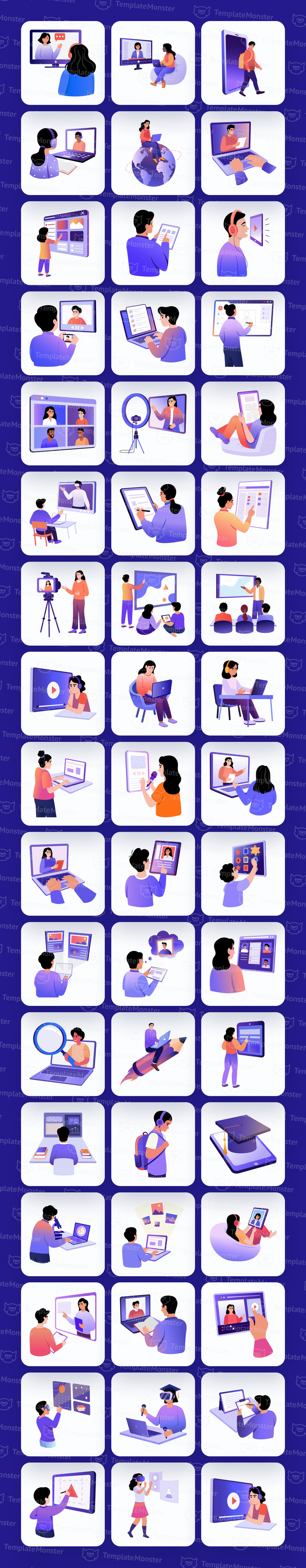 Online-Bildung-Illustrationskunst-Set - Eigenschaften Bild 1