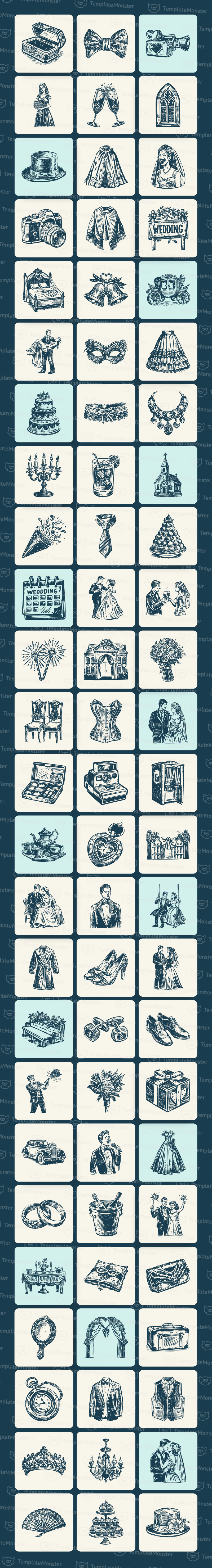 Vintage Wedding Illustration Set - Features Image 1