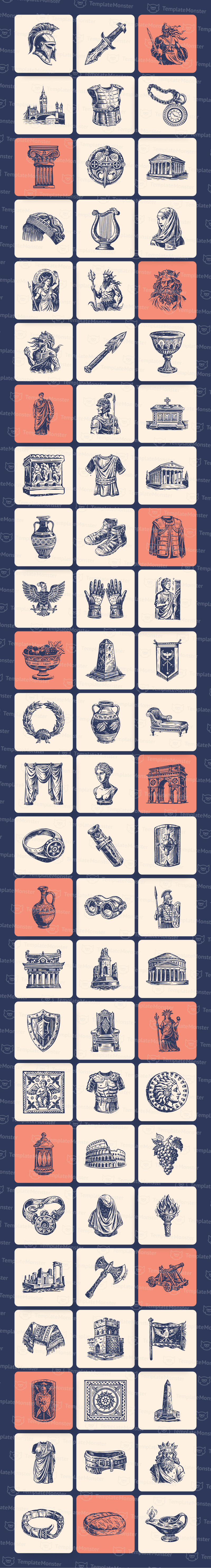 Set di icone romane d'epoca - Caratteristiche Immagine 1
