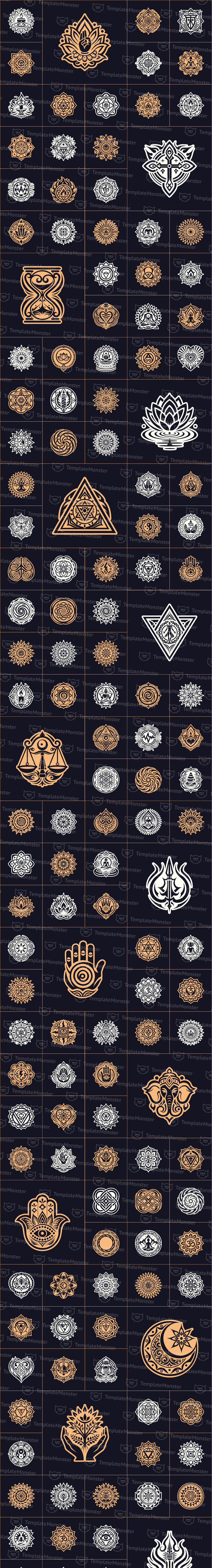 Yoga symbolen vector kunstset - Features Image 1