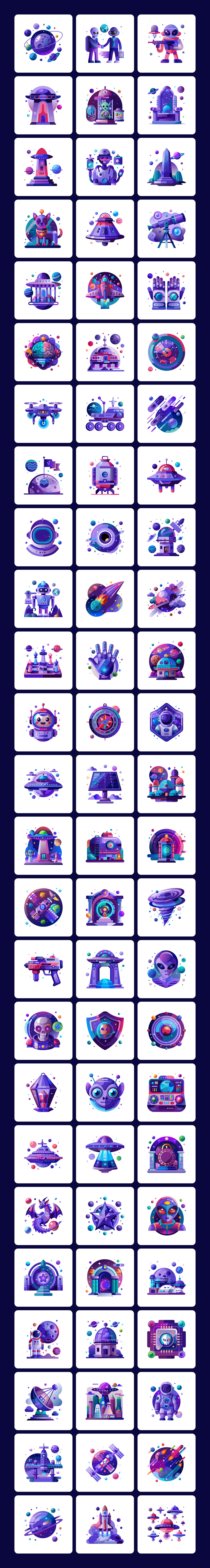 Набор векторных иконок космоса и технологий - Features Image 1