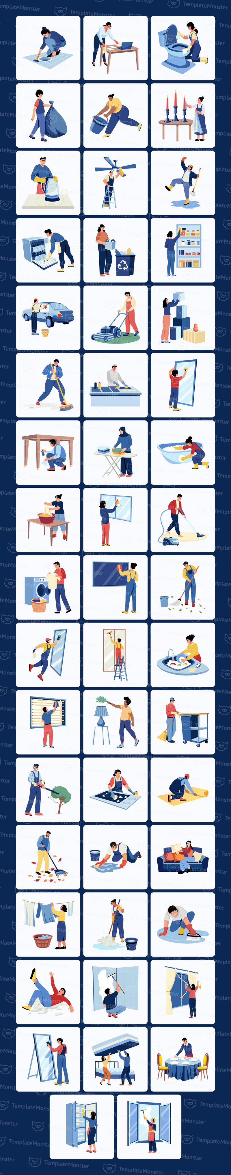 Cleaning Illustration Art Set - Features Image 1