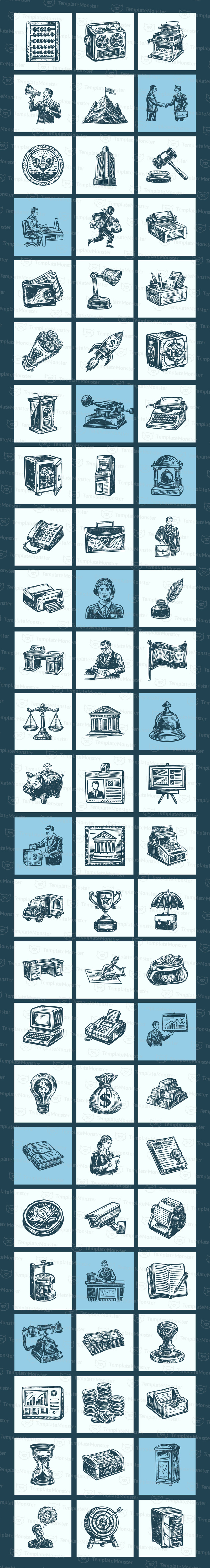 Vintage Business and Banking Icon Set - Features Image 1