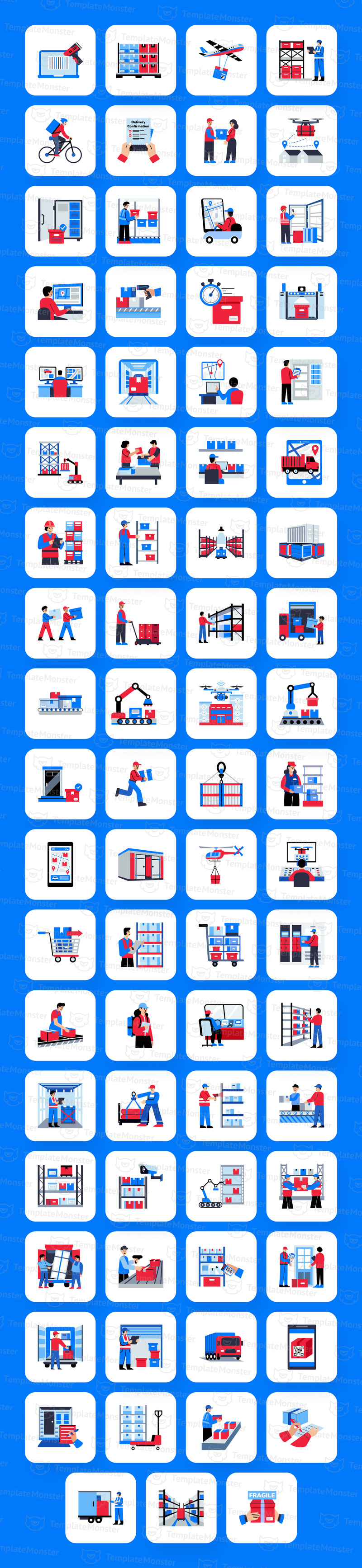 Logistiek en leveringspictogramset - Features Image 1