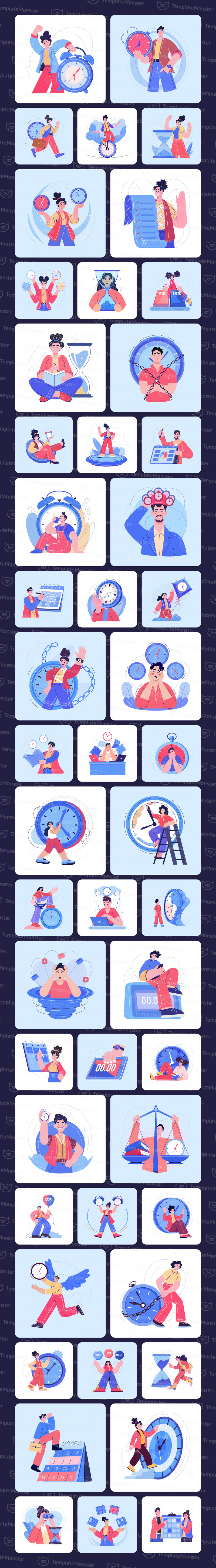 Time Management Illustration Art Set - Features Image 1
