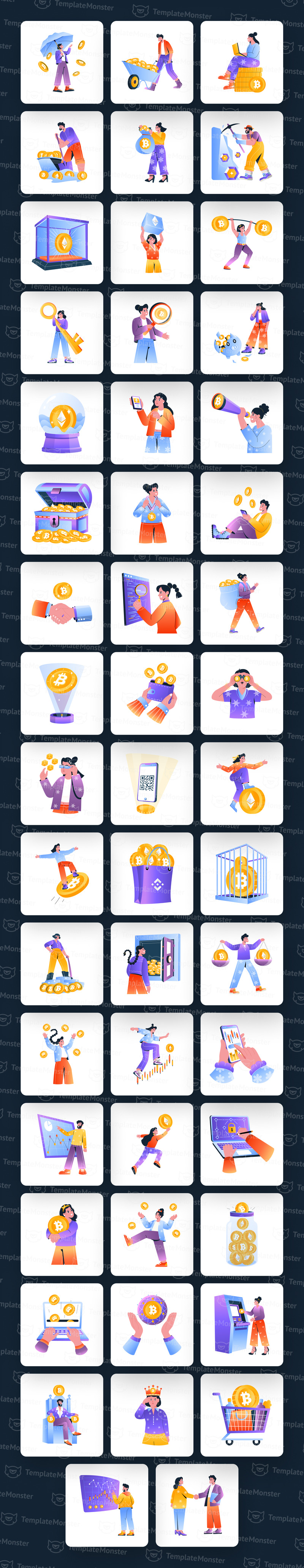 Набір ілюстрацій криптовалюти - Features Image 1