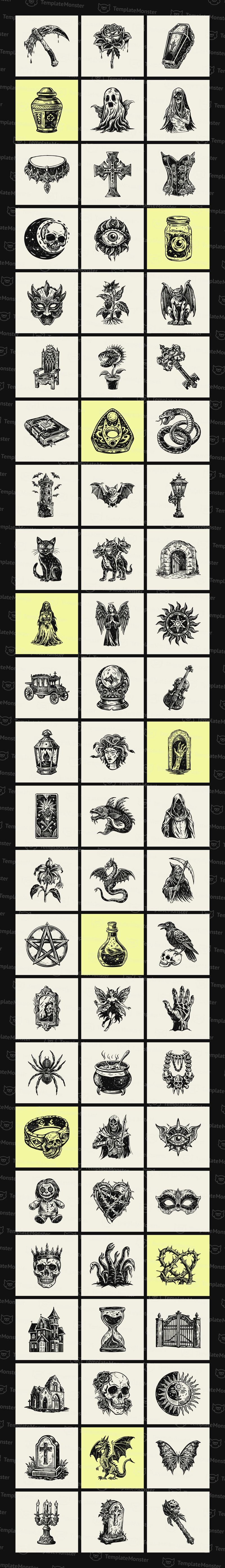 Vintage Gothic Illustration Art Set - Features Image 1