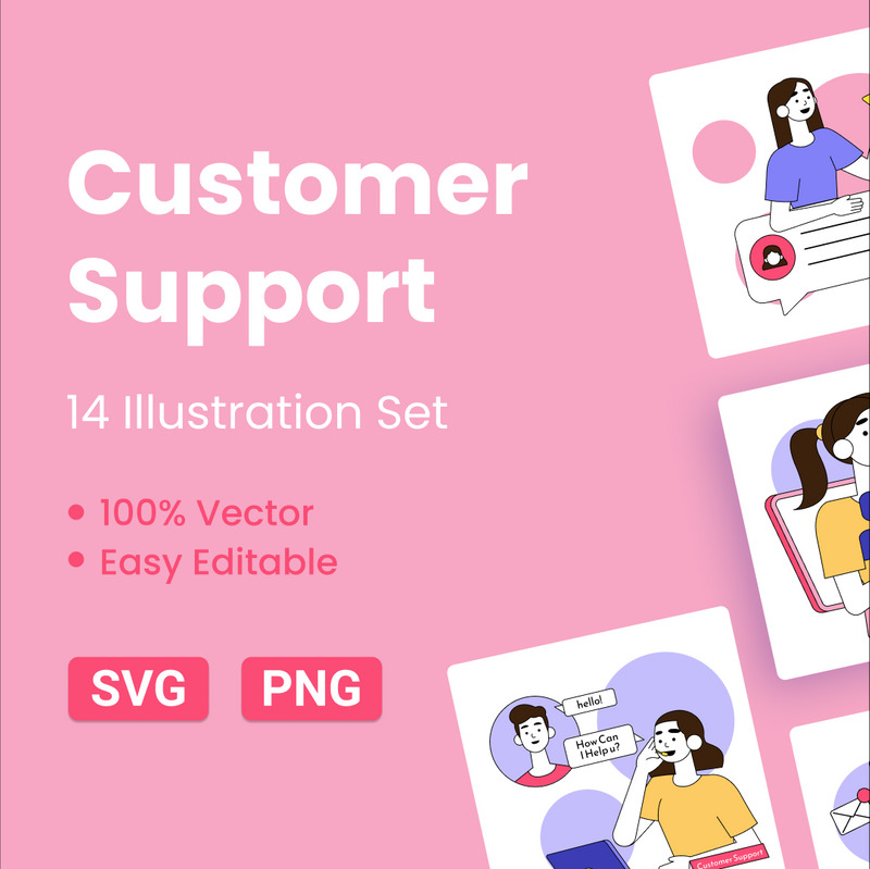 14 Customer Support illustrations - Features Image 1