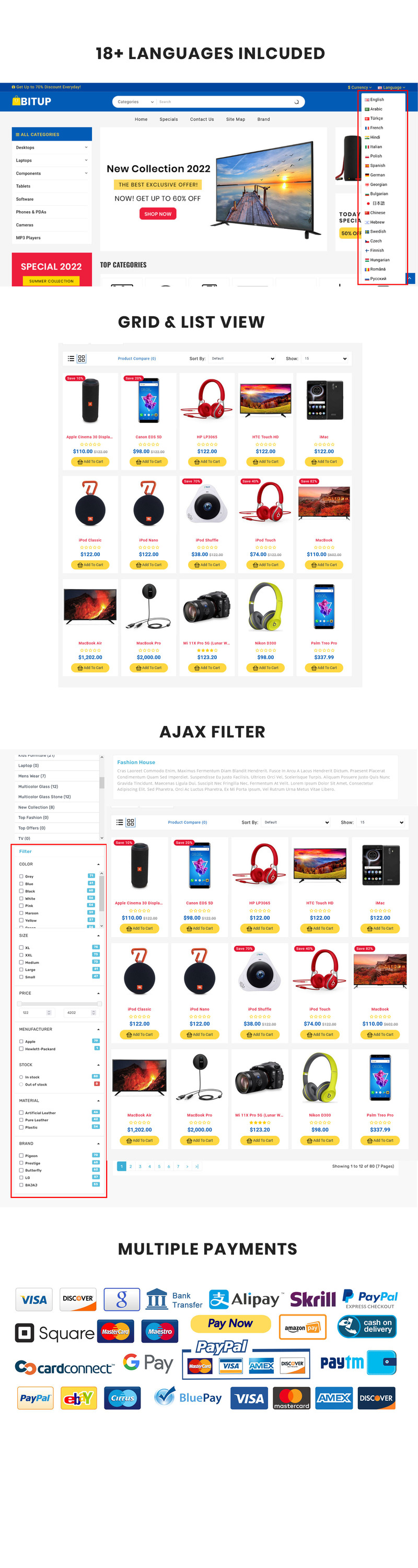 Bitup - Electronics Multipurpose Responsive OpenCart Theme - Features Image 1