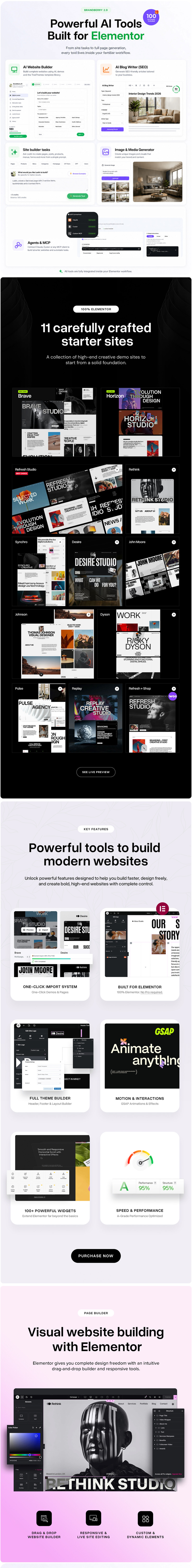 Brandberry – креативна тема WordPress на базі штучного інтелекту від Elementor - Features Image 2