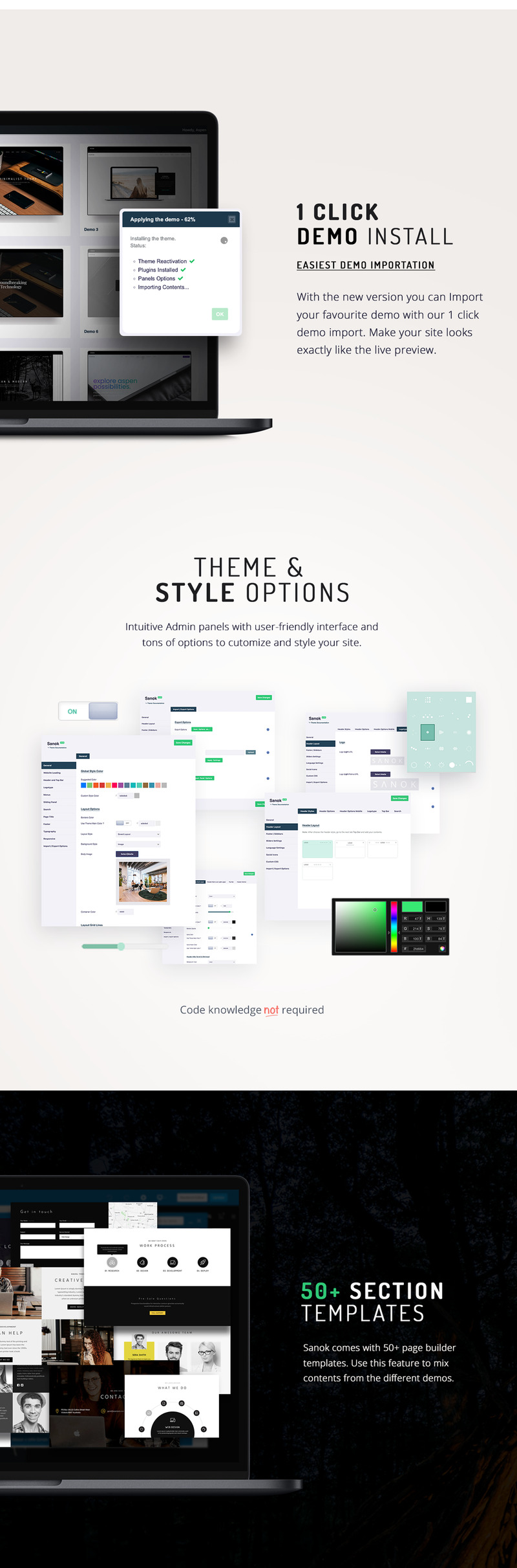 Sanok - Clean Minimalist One & Multipage WordPress Theme - Features Image 2