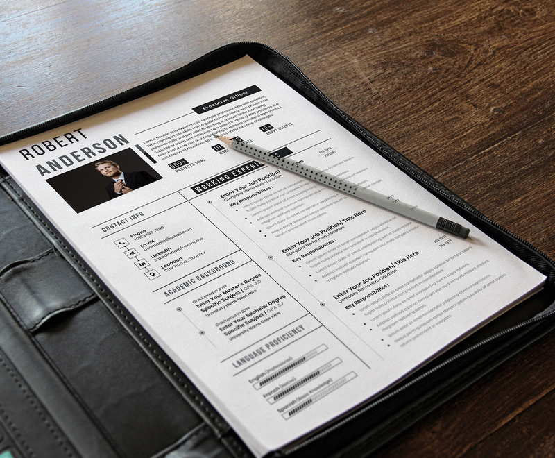 Modello di CV per curriculum modificabile pulito e professionale con formato di pagine Apple MS Word - Caratteristiche Immagine 3