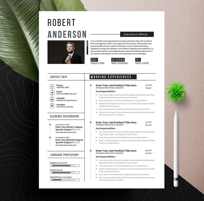 Modello di CV per curriculum modificabile pulito e professionale con formato di pagine Apple MS Word - Caratteristiche Immagine 5