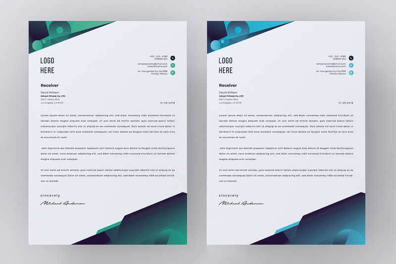 Modern Letterhead Pad Template With Word Apple Pages Google Docs Format - Features Image 3