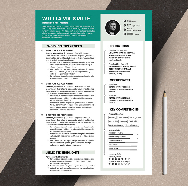 Clean & Professional Editable Resume Cv Template With Word Apple Pages Format - Features Image 6