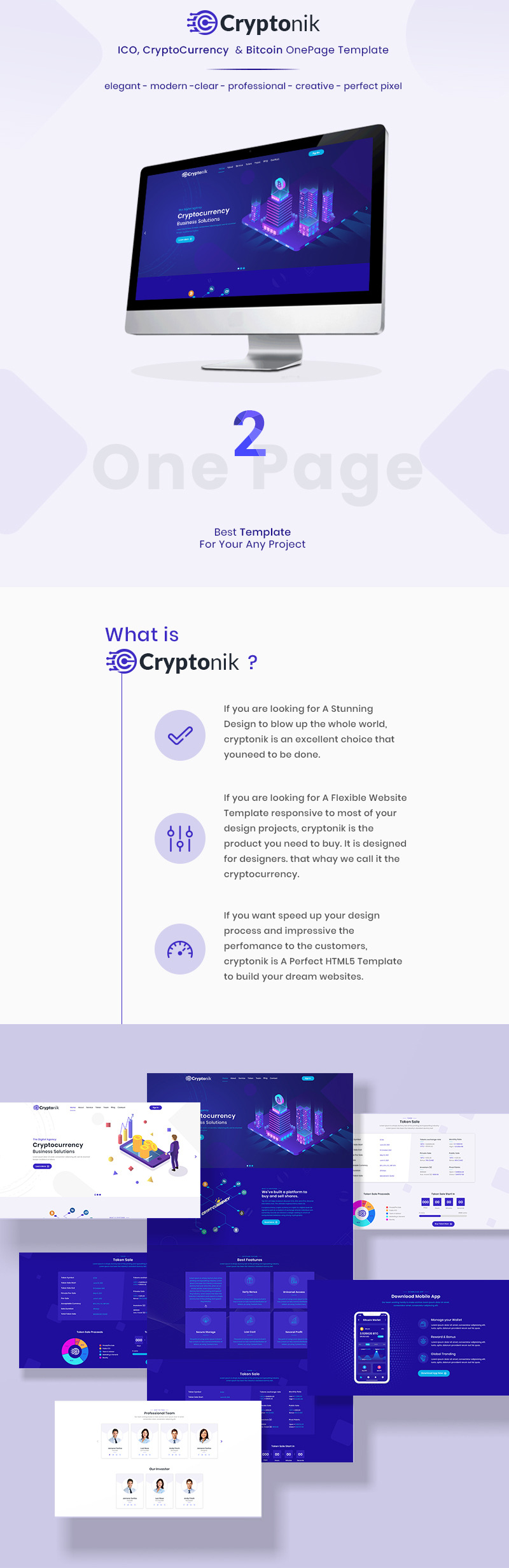 Cryptonik - ICO, Bitcoin and Cryptocurrency HTML Landing Page