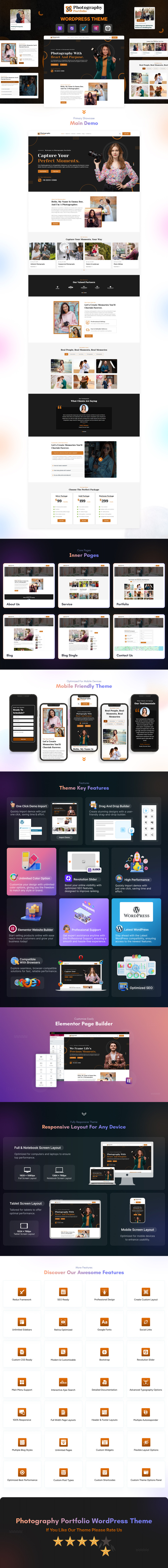 Fotografieportfolio Elementor WordPress-thema - Features Image 1