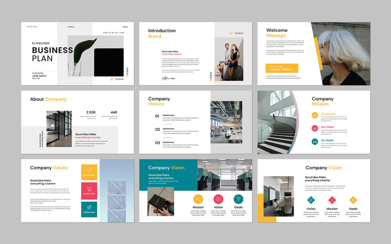 Modello di layout di presentazione del piano aziendale - Caratteristiche Immagine 1