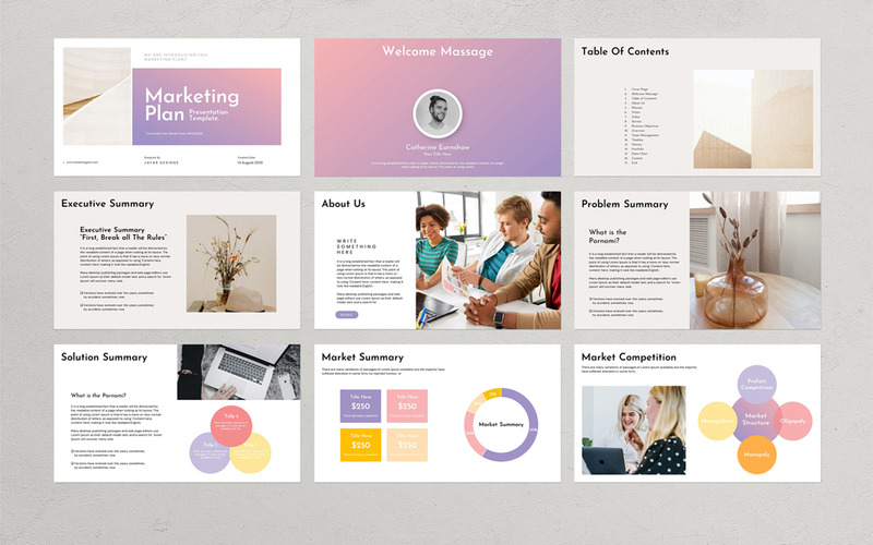 Modello di presentazione del layout PowerPoint del piano di marketing - Caratteristiche Immagine 1