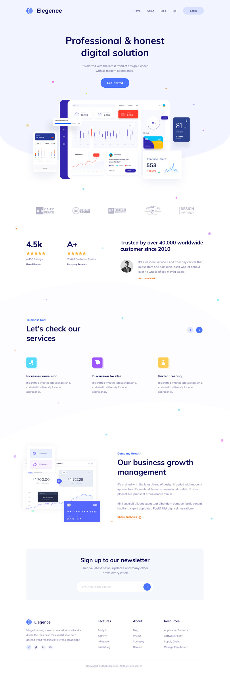 Elegence - Elementi dell'interfaccia utente della pagina di destinazione SaaS - Caratteristiche Immagine 1