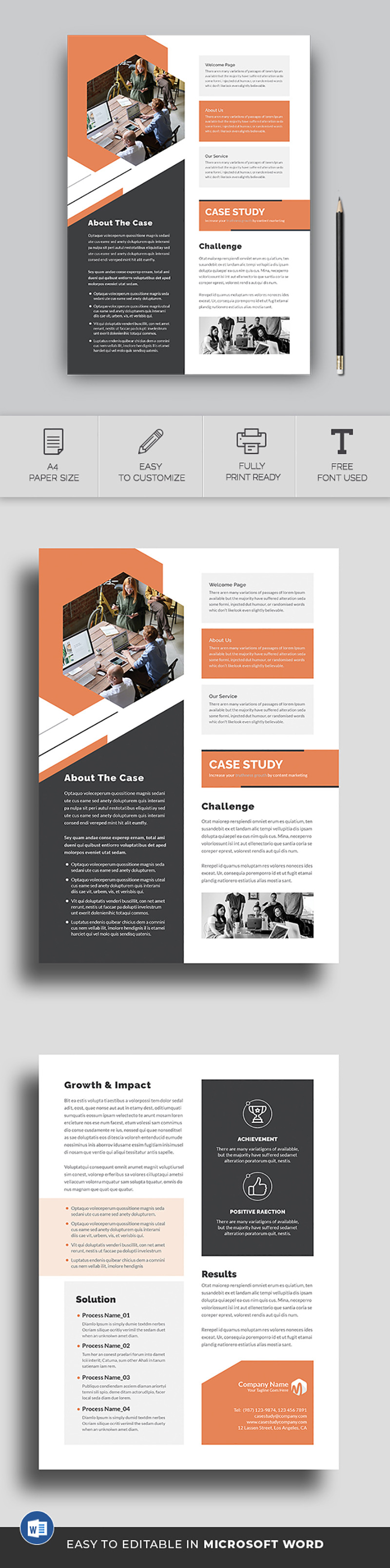 Download a modern editable Case Study Template for Canva, Word & InDesign - Features Image 1