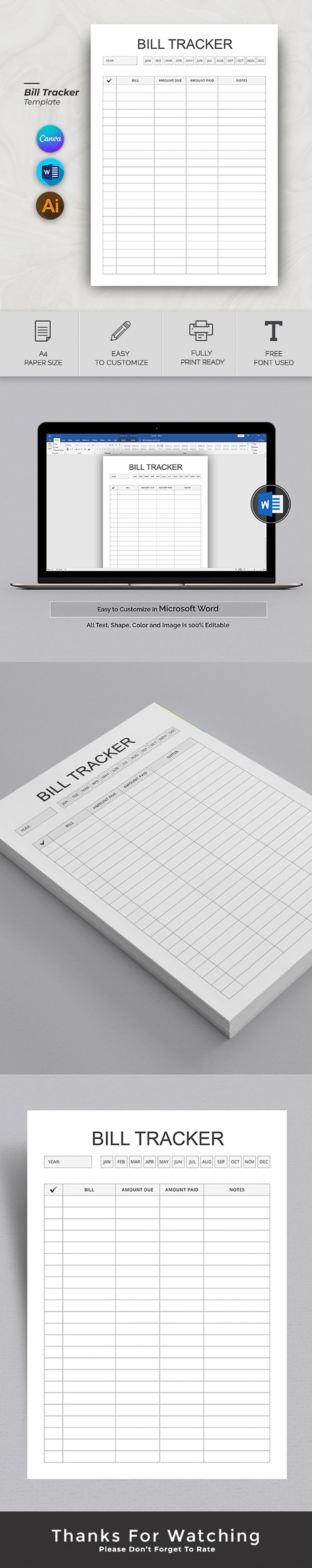 Canva Bill Tracker Template - Features Image 1