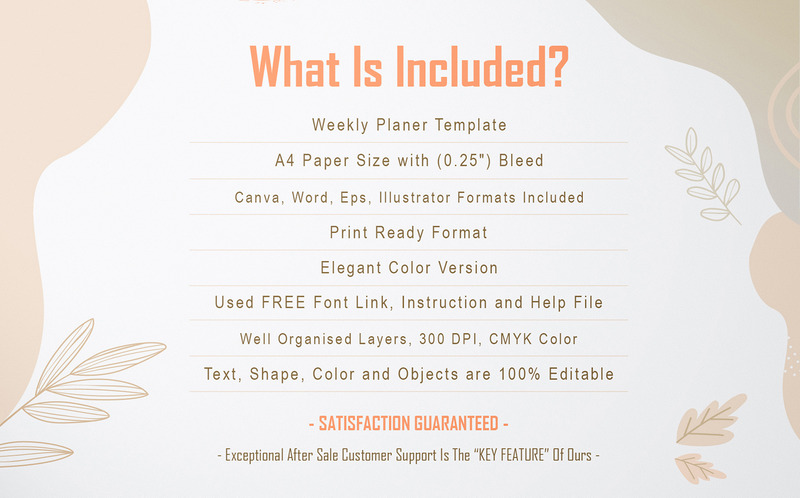 Minimalist Weekly Planner Template | CANVA - Features Image 2