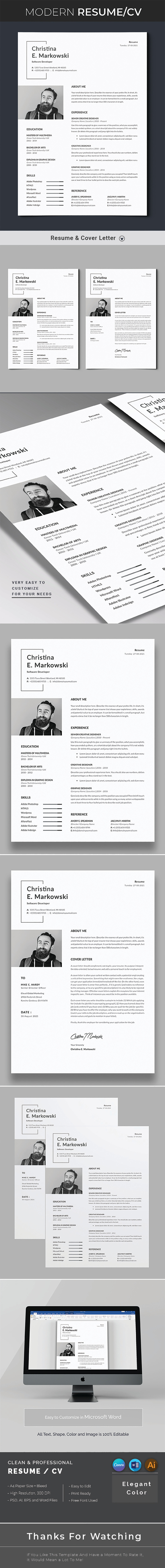 Minimal Resume Template Canva &Word - Features Image 1