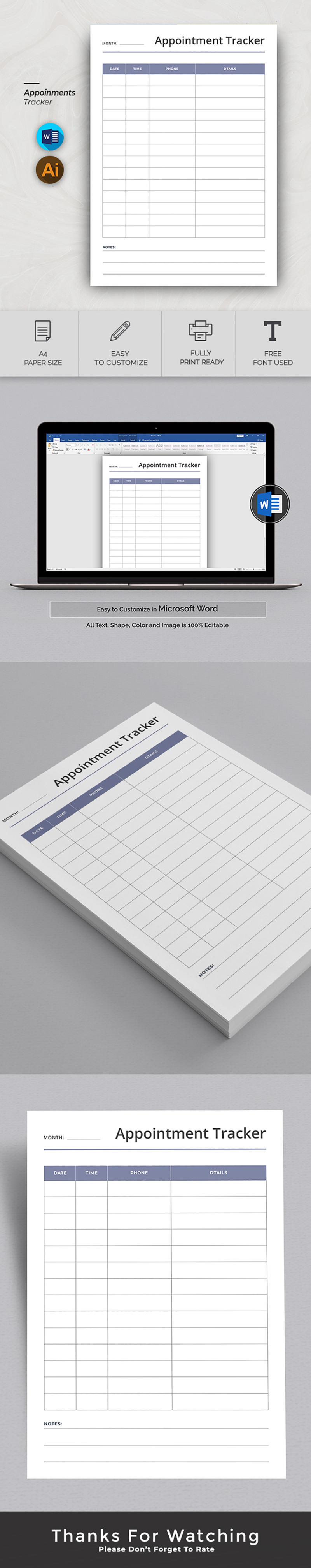 Appointment Tracker Template | Printable Schedule Organizer - Features Image 1