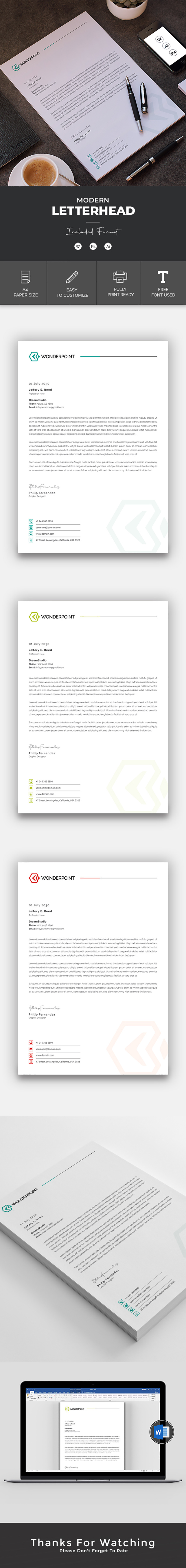 Editable Company Letterhead in Canva, Word, Photoshop & Illustrator - Features Image 1