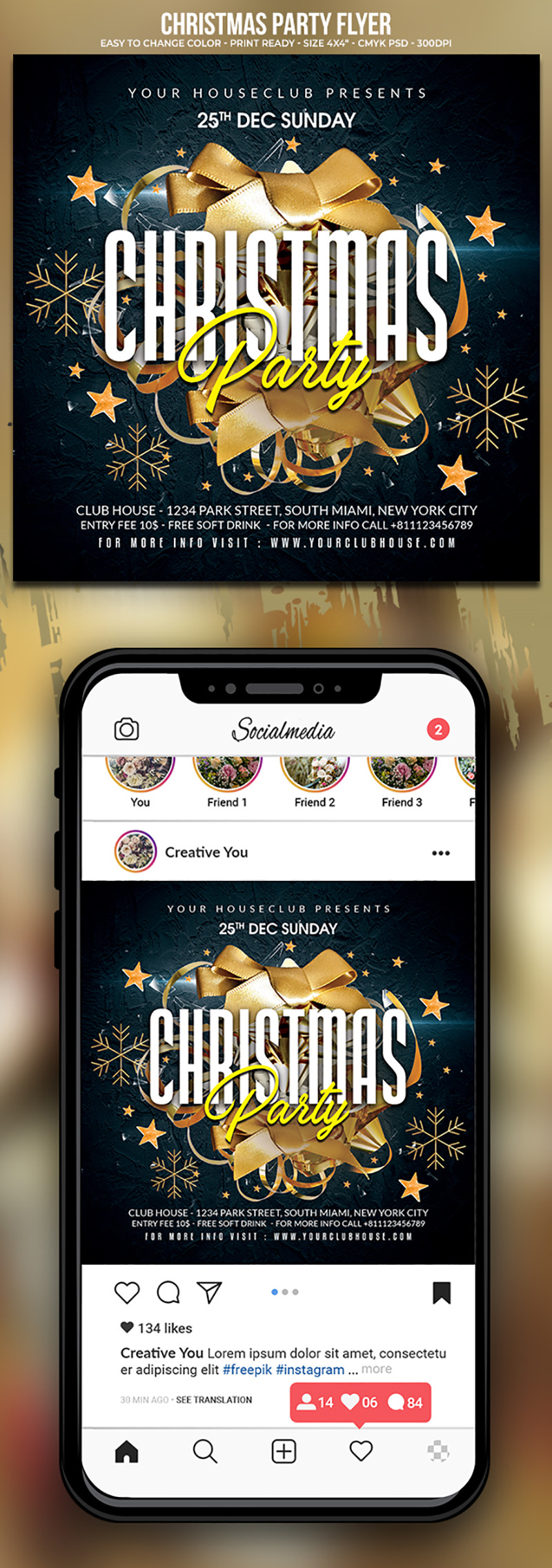 Glass Christmas Party Flyer - Features Image 1