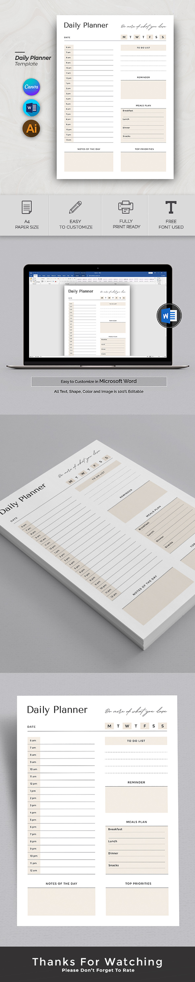Minimalist Daily Planner for Canva - Features Image 1