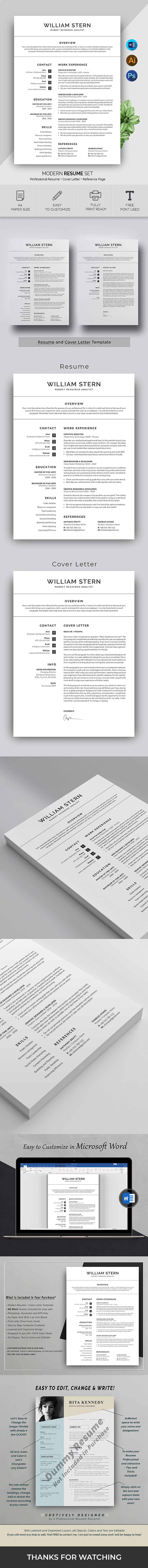 Professional CV Design for MS Word and Canva | Editable Printable Job Seeker Resume - Features Image 1