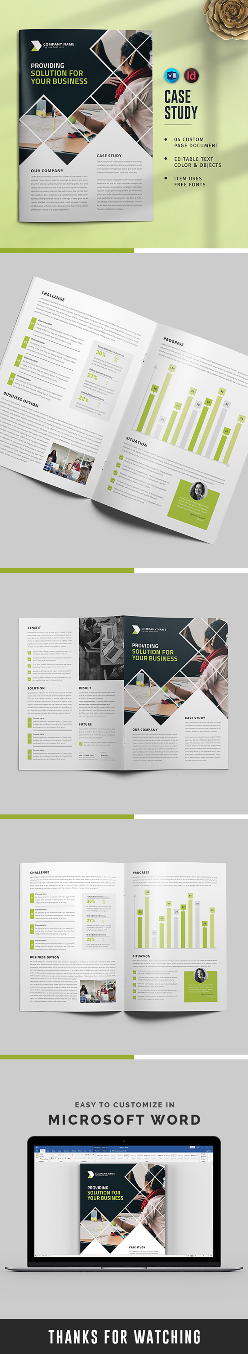 Canva, MS Word & InDesign Printable Company Case Study - Features Image 1