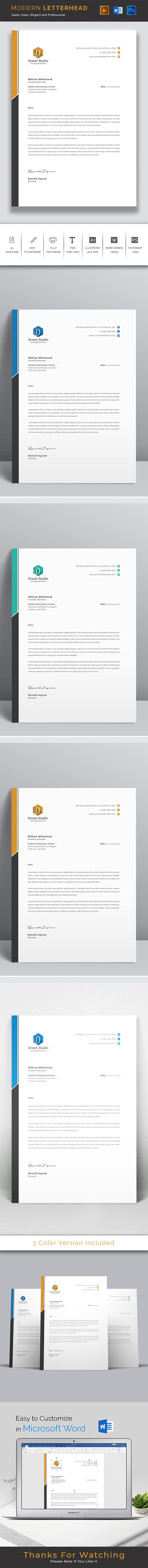 Minimalist Corporate Letterhead Design Template Canva - Features Image 1