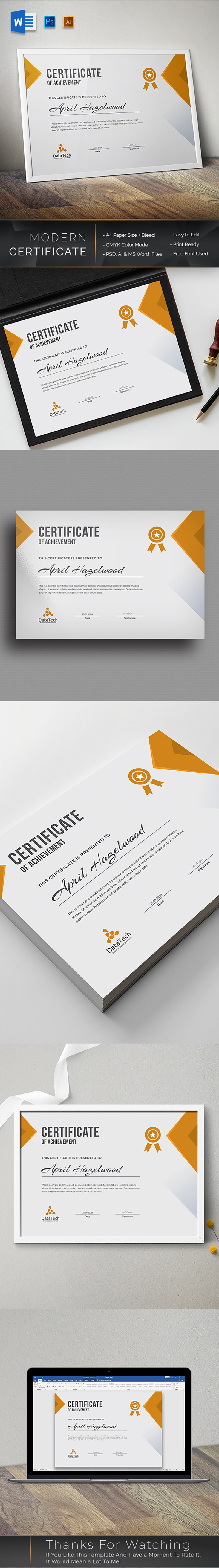 Certificate of Achievement Template | Printable Editable Award Certificate Design for Canva - Features Image 1