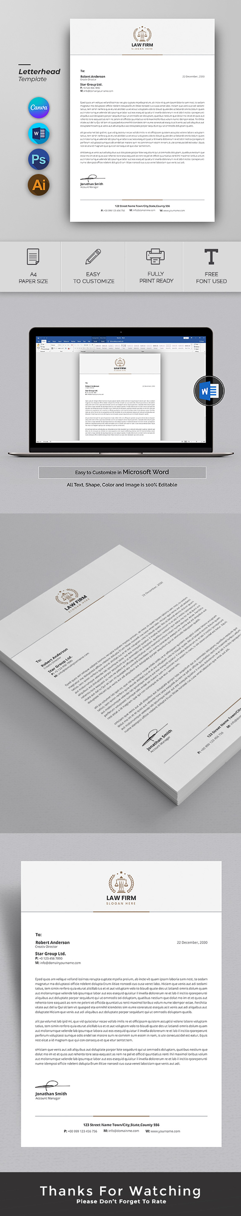 Canva Law Firm Letterhead Design Template - Features Image 1