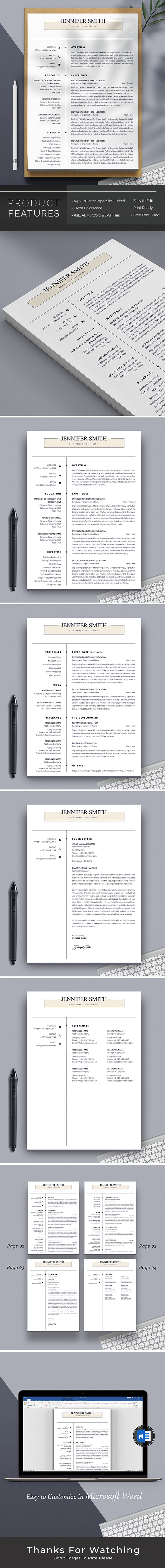 Curriculum vitae per insegnante di scuola elementare Canva - Caratteristiche Immagine 1