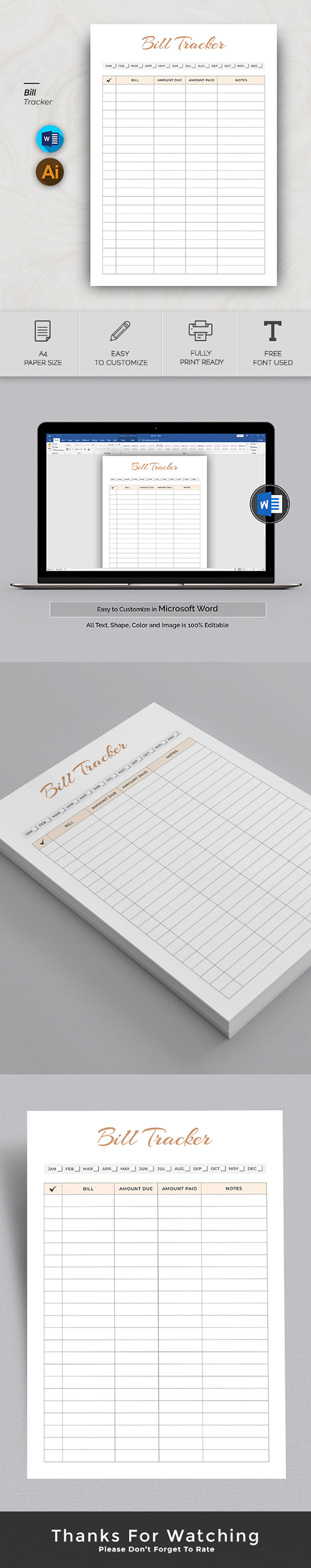 Printable Bill Tracker | Monthly Expense & Payment Log - Features Image 1